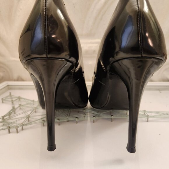 Steve Madden "Reya" Black Box Black Leather Patent Heels. NIB. Size 6.5 - Picture 8 of 12
